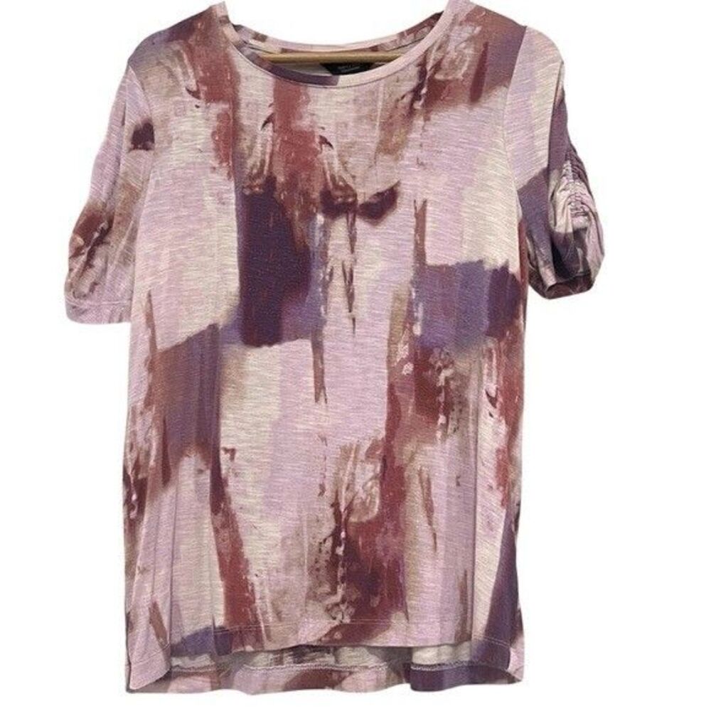 Simply Vera Vera Wang Women’s Pink and Purple Short Sleeve Blouse Size Medium
